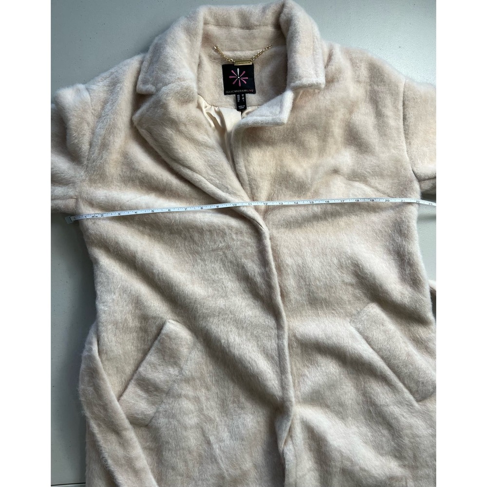 Isaac Mizrahi Wrap Long Coat with Notched Collar & Pockets OYSTER NWOT SIZE M - Picture 8 of 12